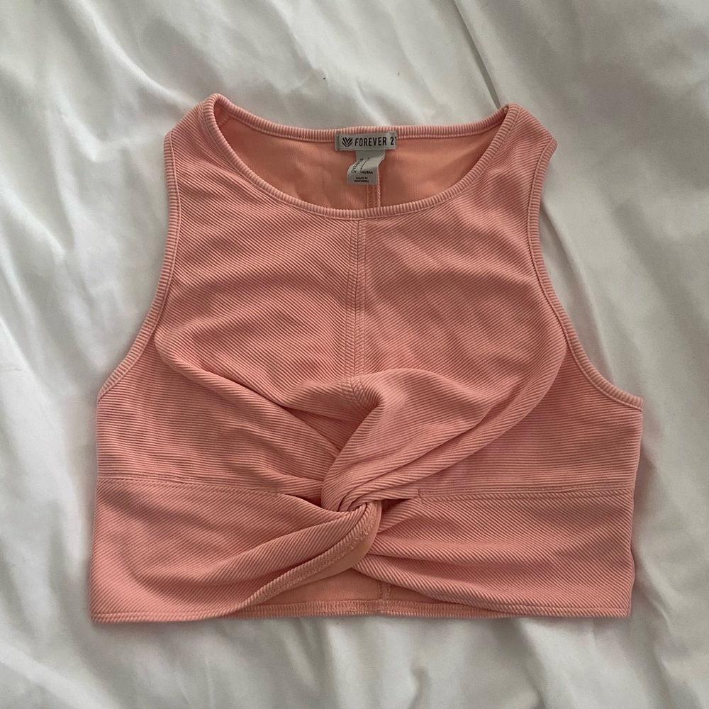 Coral Ribbed Crop Top